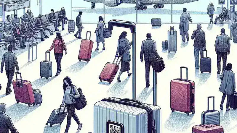 "AirTag digunakan untuk melacak bagasi di bandara, menunjukkan fungsi pelacakan real-time dan kemudahan penggunaannya selama penerbangan."
