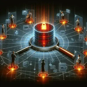 "Ilustrasi analisis dampak pelanggaran data pengguna Oracle oleh hacker, dengan grafik menunjukkan peningkatan risiko keamanan dan langkah antisipasi yang diperlukan untuk melindungi data sensitif."